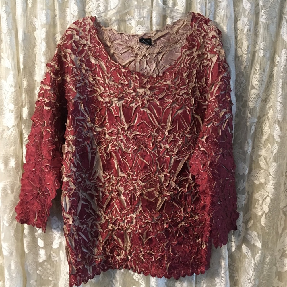 Origami Magic Scarf burgundy stretchy Top